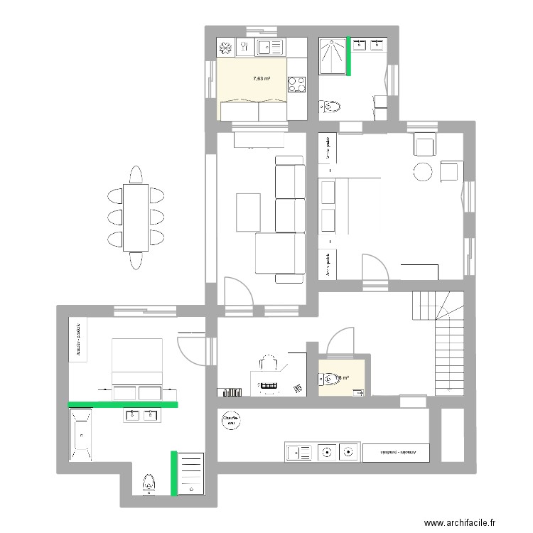 Ambolo Intermédiaire FINAL. Plan de 2 pièces et 9 m2