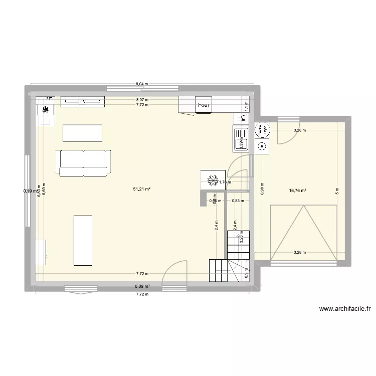 Nid d'amour. Plan de 4  et 68 m²
