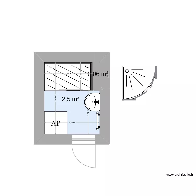 Hornická 670 byt 1 koupelna. Plan de 2 et 3 m² Hornická 670 byt 1 koupelna. Plan de 2 et 3 m²