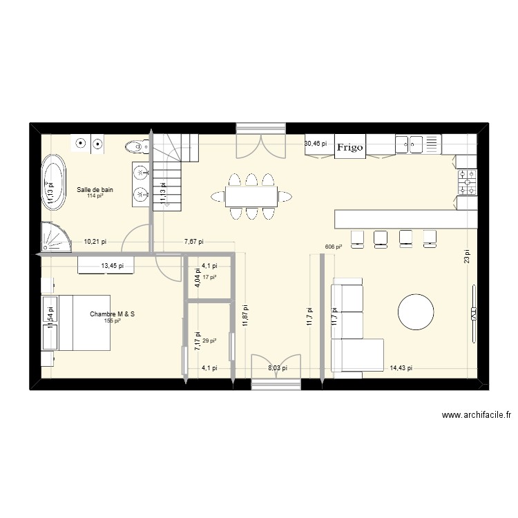 Plan de maison final. Plan de 5 pièces et 86 m2
