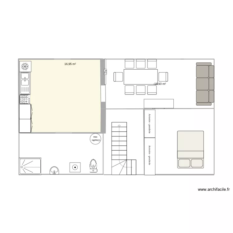 maison. Plan de 2 Pièces et 32 m² maison. Plan de 2 Pièces et 32 m²