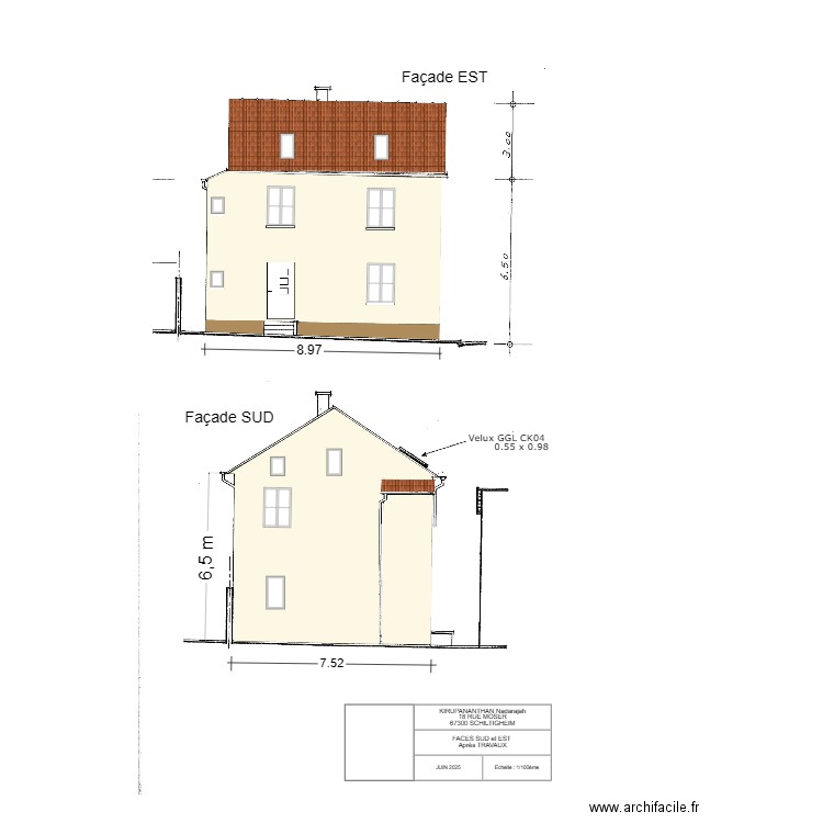 KIRUPANANTHAN Nadarajah FACES SUD et EST Après TRAVAUX. Plan de 0 pièce et 0 m2