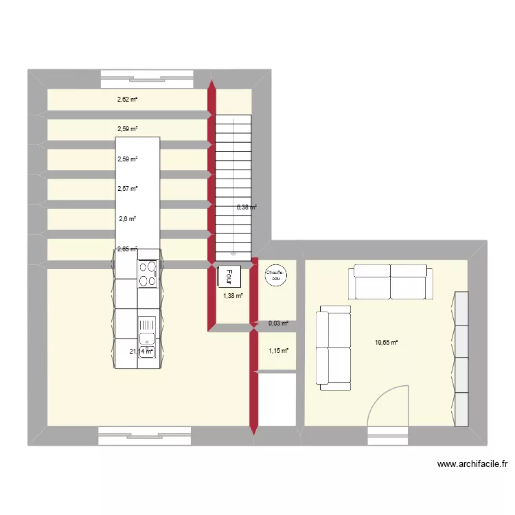 RDC PETIT GITE elec. Plan de 12  et 65 m²