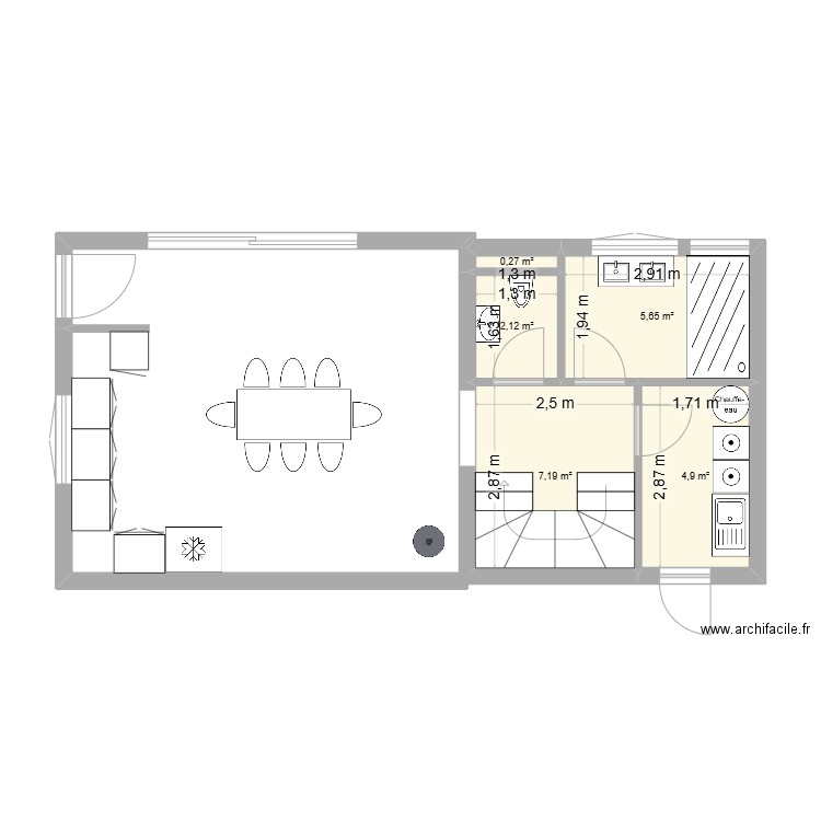 auth1. Plan de 5 pièces et 20 m2
