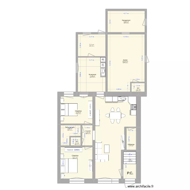 Plan Appart n° 1 _RDC Mobilier 3. Plan de 13 et 128 m² Plan Appart n° 1 _RDC Mobilier 3. Plan de 13 et 128 m²