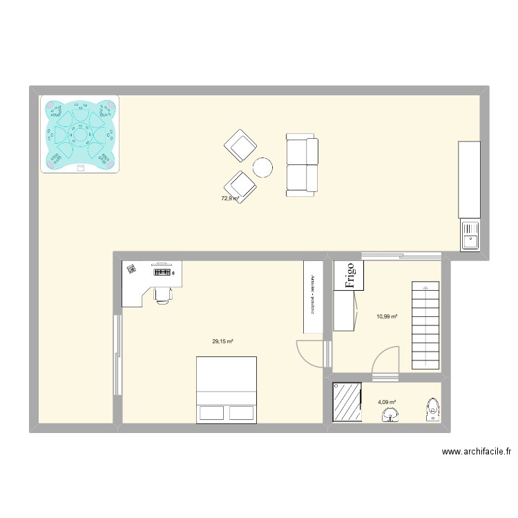Depa Torre de Piedra. Plan de 4 pièces et 117 m2