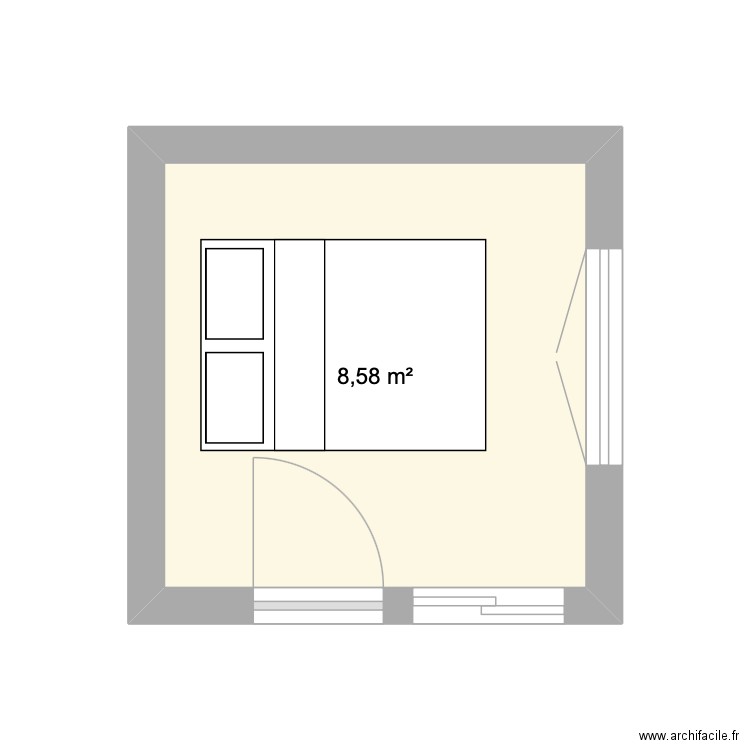 Chambre V1. Plan de 1 pièce et 9 m2