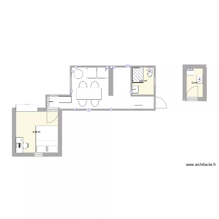 Maison. Plan de 3  et 14 m²