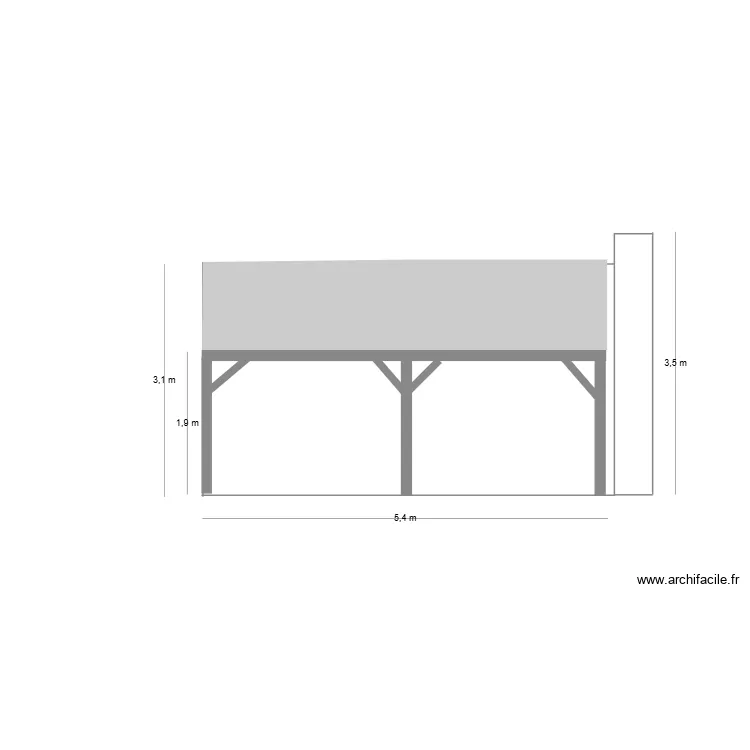 Face avec appenti. Plan de 