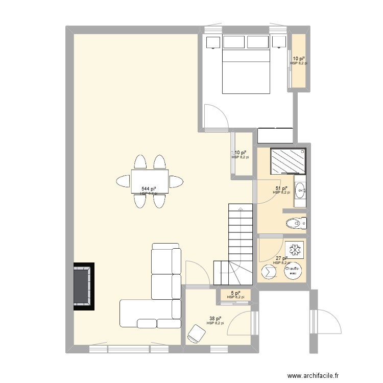 generation ajout. Plan de 7 pièces et 64 m2