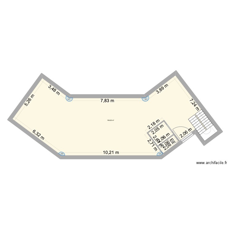 Nouveau. Plan de 2 pièces et 110 m2