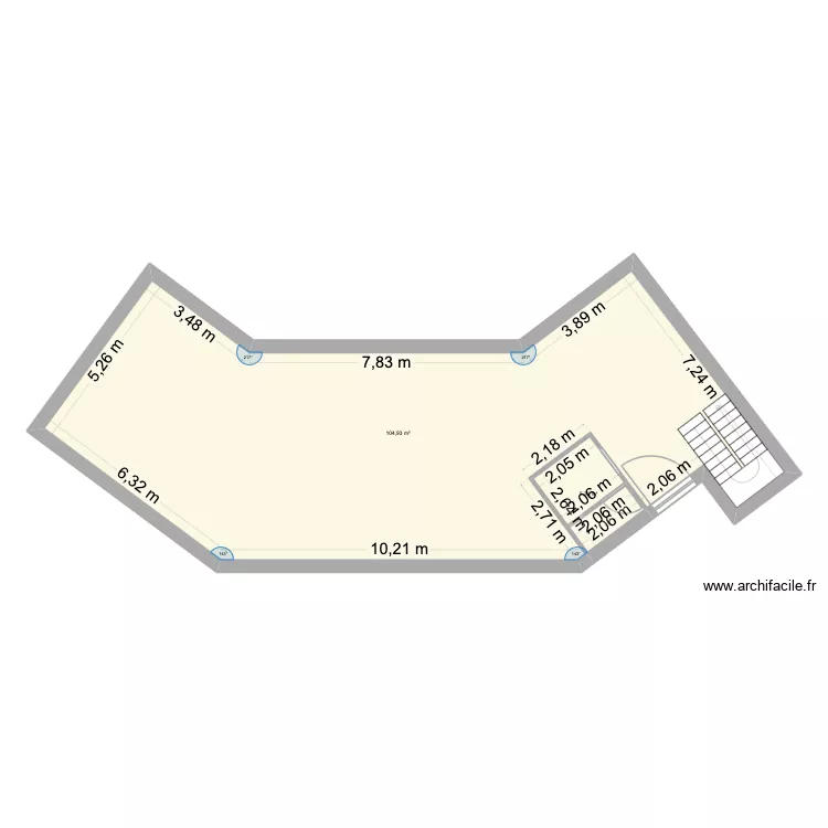 Nouveau. Plan de 2 pièces et 110 m²