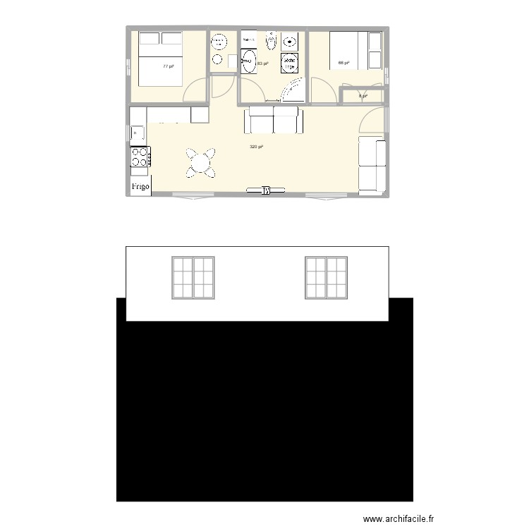 camp nictau. Plan de 5 pièces et 51 m2