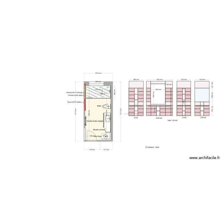 Salle de Bains RDC futur douche 1800x900. Plan de Salle de Bains RDC futur douche 1800x900. Plan de