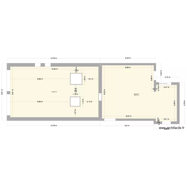 projet en cours. Plan de 2  et 110 m²