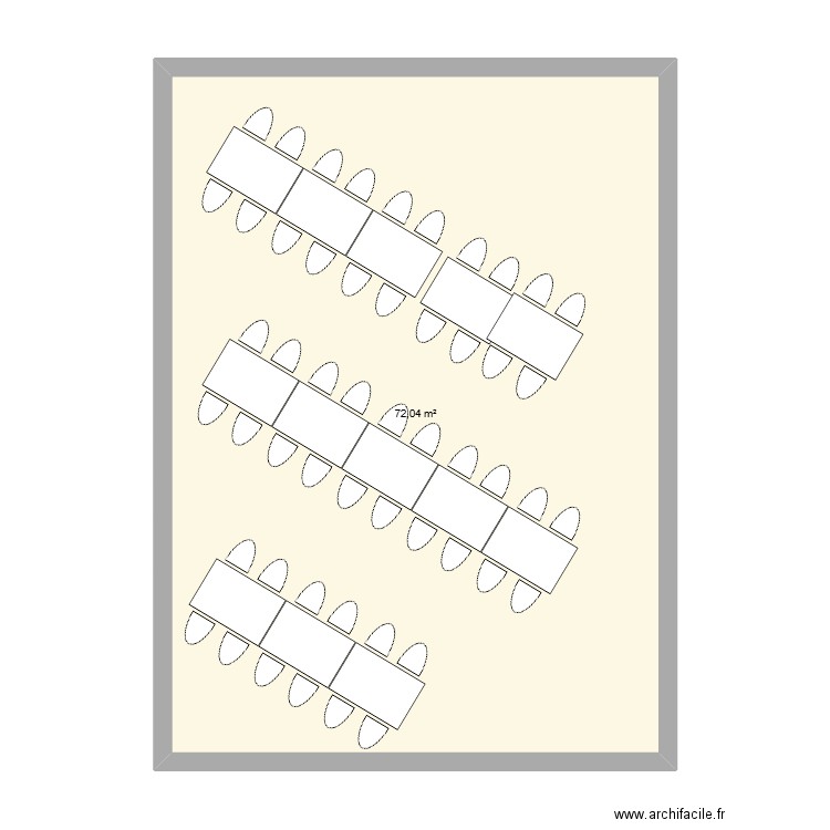 3 barred d. Plan de 1 pièce et 72 m2