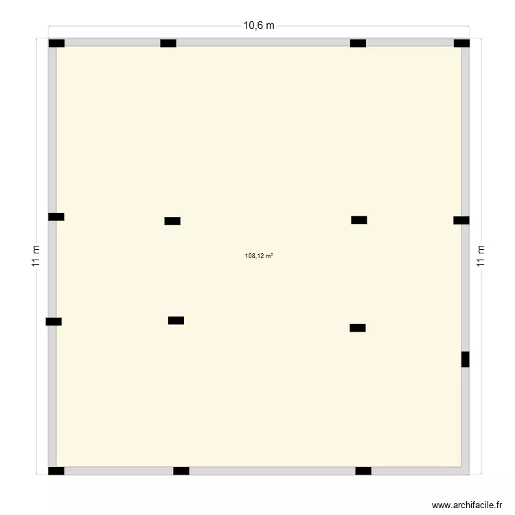 Cave-superficie0. Plan de 1  et 108 m²