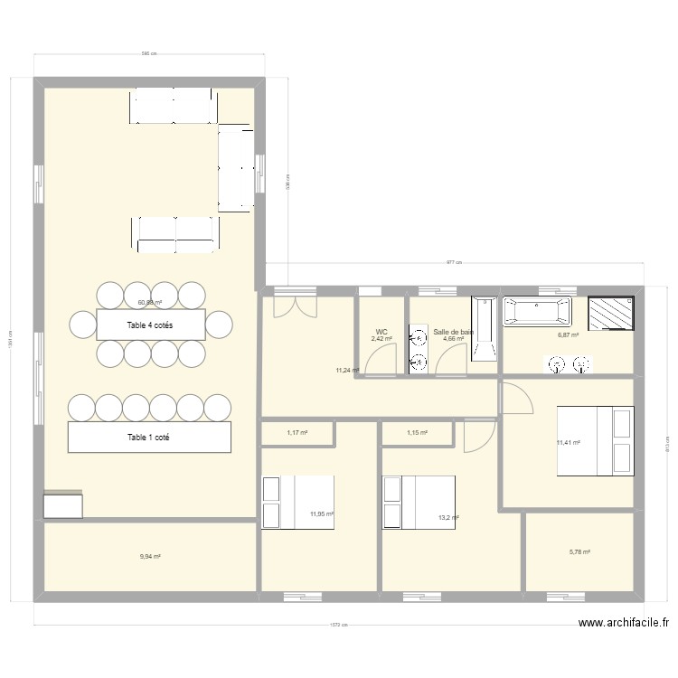 maison 3 chmbre 1 bureau . Plan de 0 pièce et 0 m2