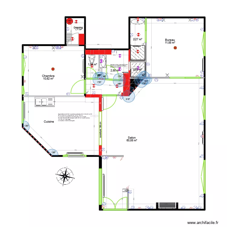 Plan Projet Nath & Jacques schema &eacute;lectrique. Plan de 9  et 93 m²