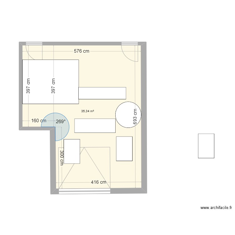 plan labo. Plan de 1 pièce et 35 m2