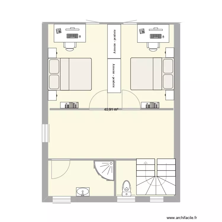 L&V1. Plan de 1 Pièce et 41 m²