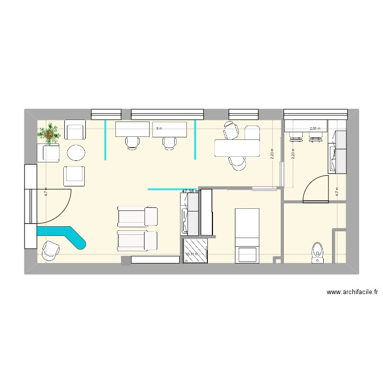 LOCAL MEGG AURELIE   85. Plan de 1 pièce et 47 m2