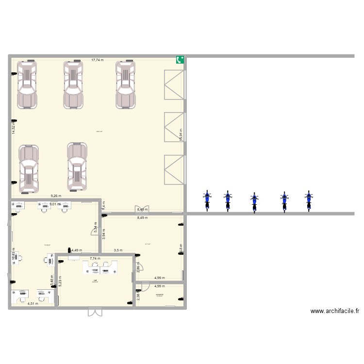 zone police. Plan de 5 pièces et 442 m2