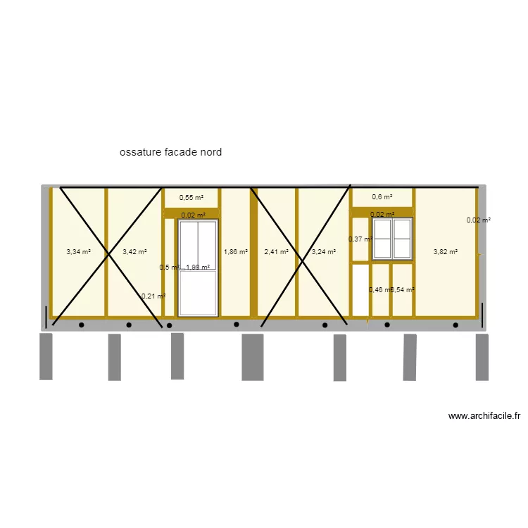 murs perif&eacute;rique facade nord. Plan de 