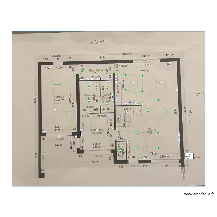 RDC ossature bois. Plan de 