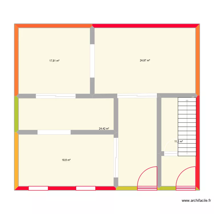 plan RD. Plan de 5  et 97 m²