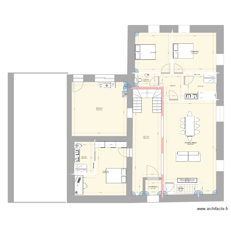 Maison vincent. Plan de 15 pièces et 265 m2