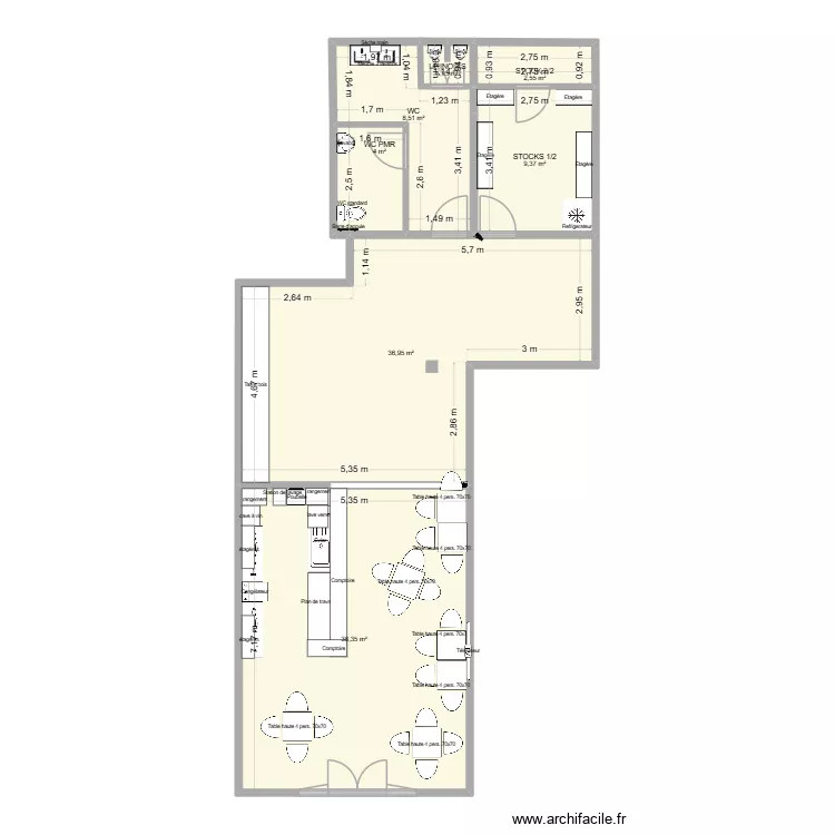 IUT - bar v4. Plan de 7 et 101 m² IUT - bar v4. Plan de 7 et 101 m²