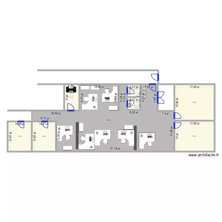 Administration. Plan de 8  et 196 m²