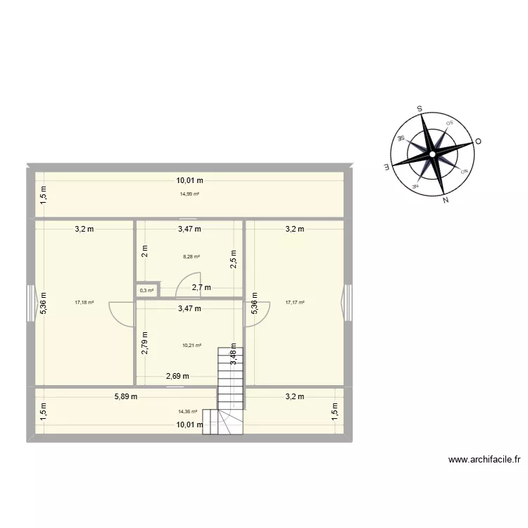 Etage. Plan de 7  et 83 m²
