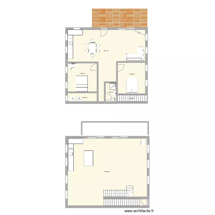 Renovation Finsterhennen. Plan de 7  et 150 m²