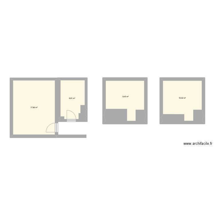 Appart. Plan de 4 pièces et 44 m2