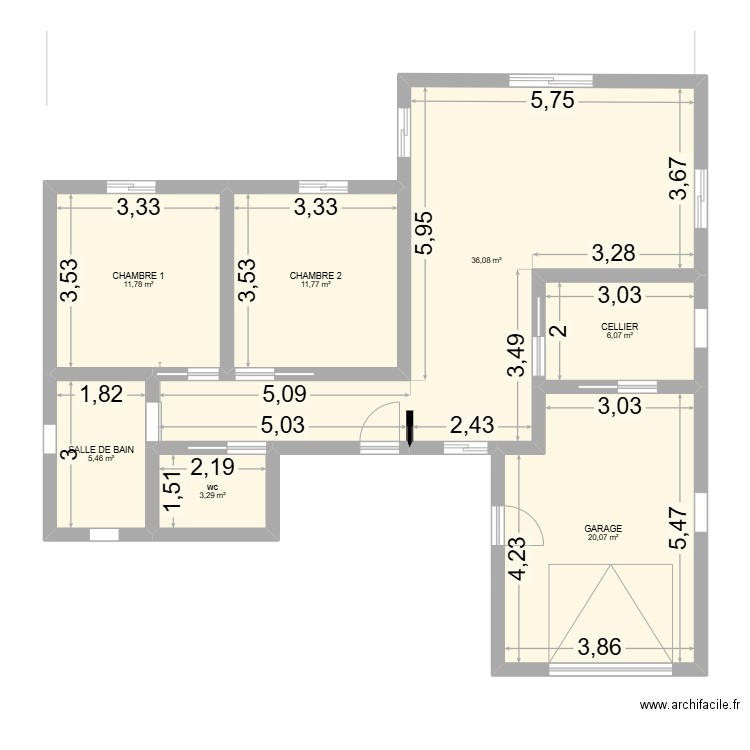 plan 1965. Plan de 7 pièces et 95 m2