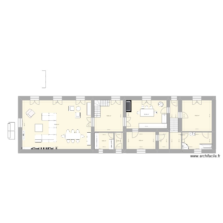 POUILLE   RDC  PROJET 3   . Plan de 8 pièces et 150 m2