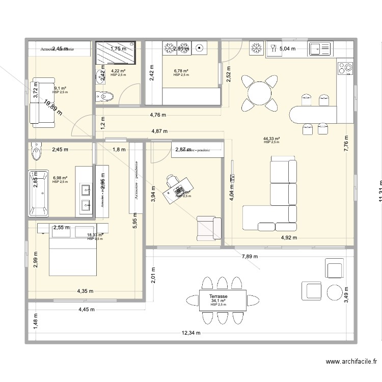 F4 108M2 AVRIL 2025. Plan de 8 pièces et 135 m2