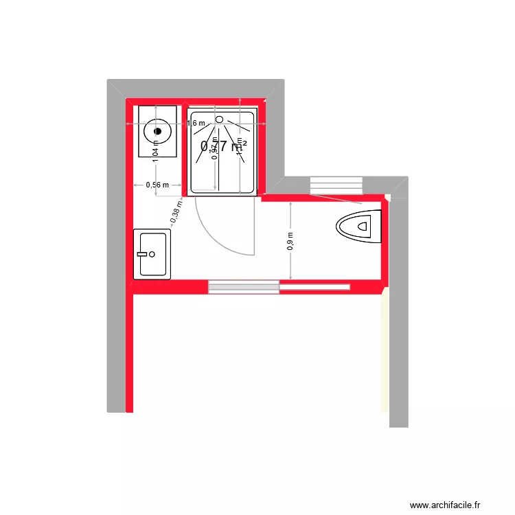SDB FARAGGI. Plan de 1  et 1 m²