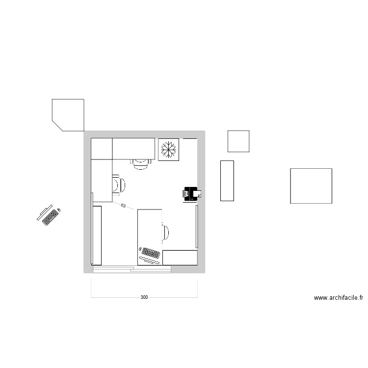 bureau technique 2(1). Plan de 1 pièce et 11 m2