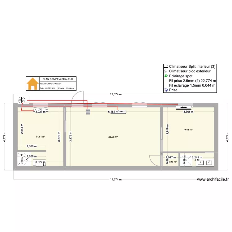 PLAN POMPE A CHALEUR. Plan de 5  et 48 m²