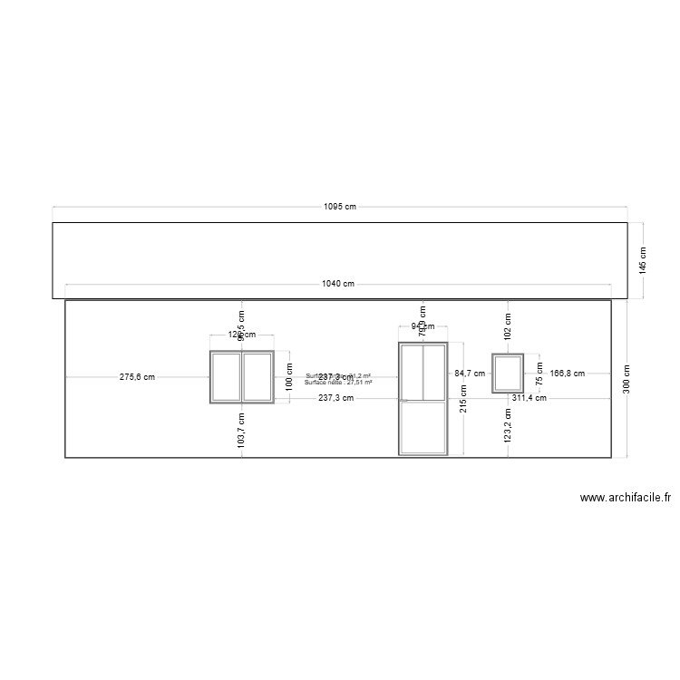 facade est apres menuiserie pvc double vitrage. Plan de 0 pièce et 0 m2