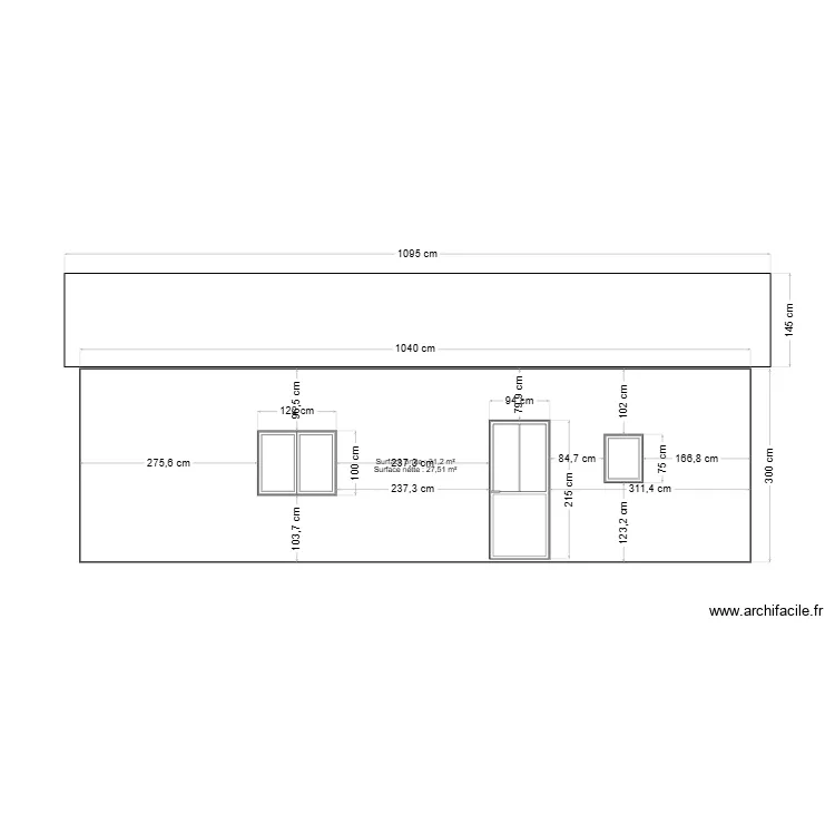 facade est apres menuiserie pvc double vitrage. Plan de 