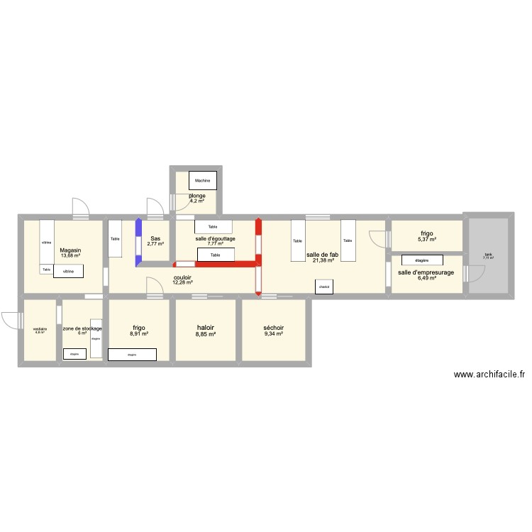 fromagerie pinpin 2. Plan de 14 pièces et 119 m2