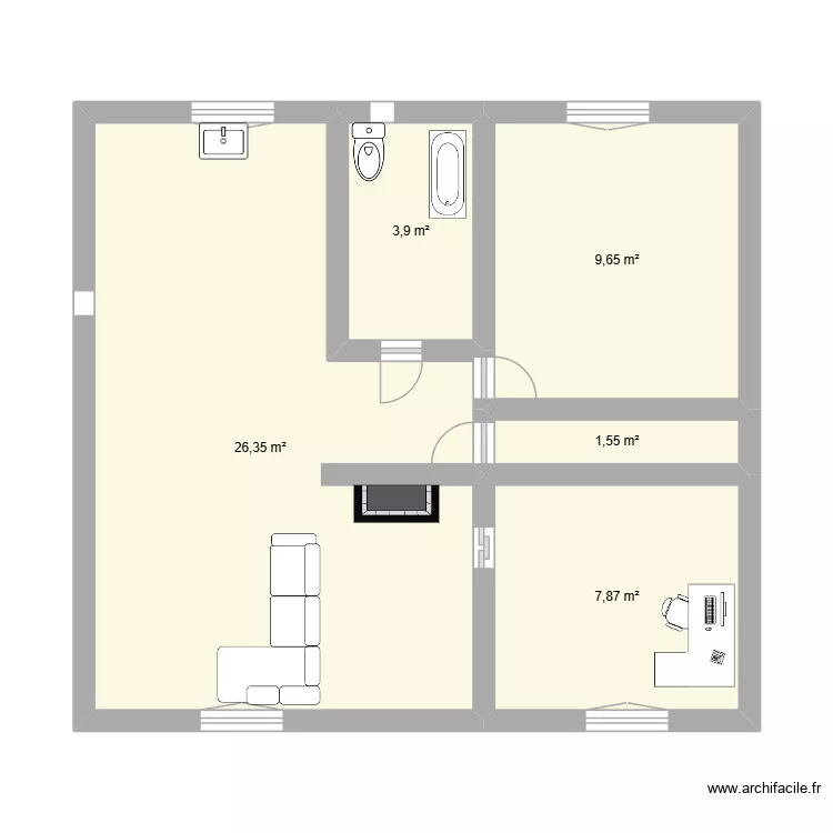essai 3. Plan de 5  et 49 m²