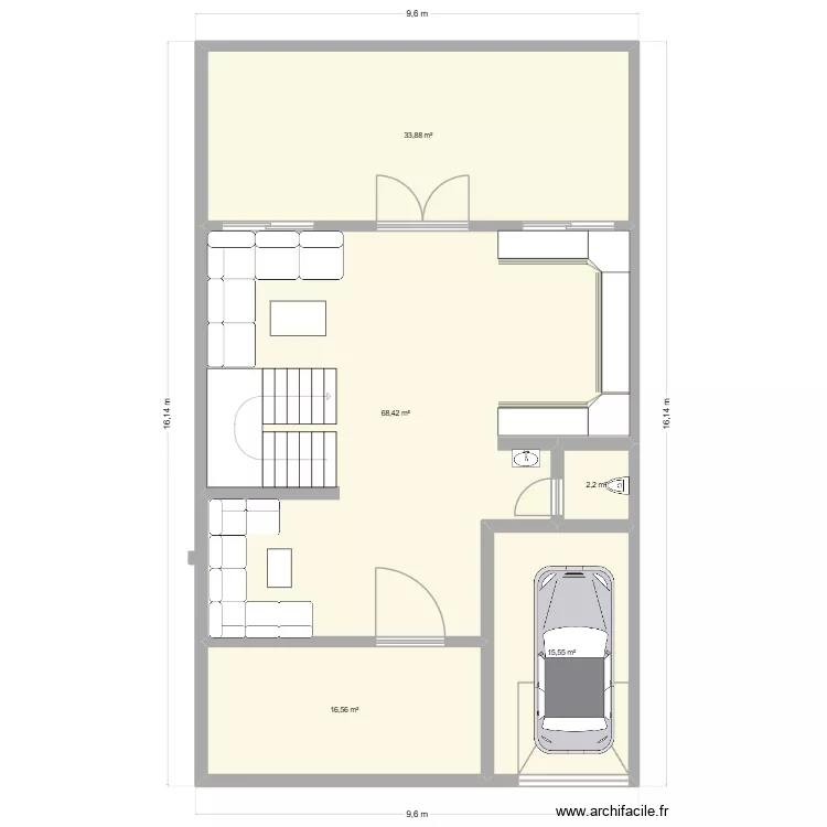 Sous sol 568. Plan de 5  et 137 m²