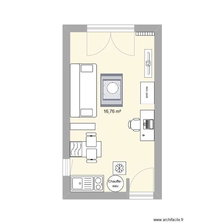 studio2. Plan de 1 pièce et 17 m2
