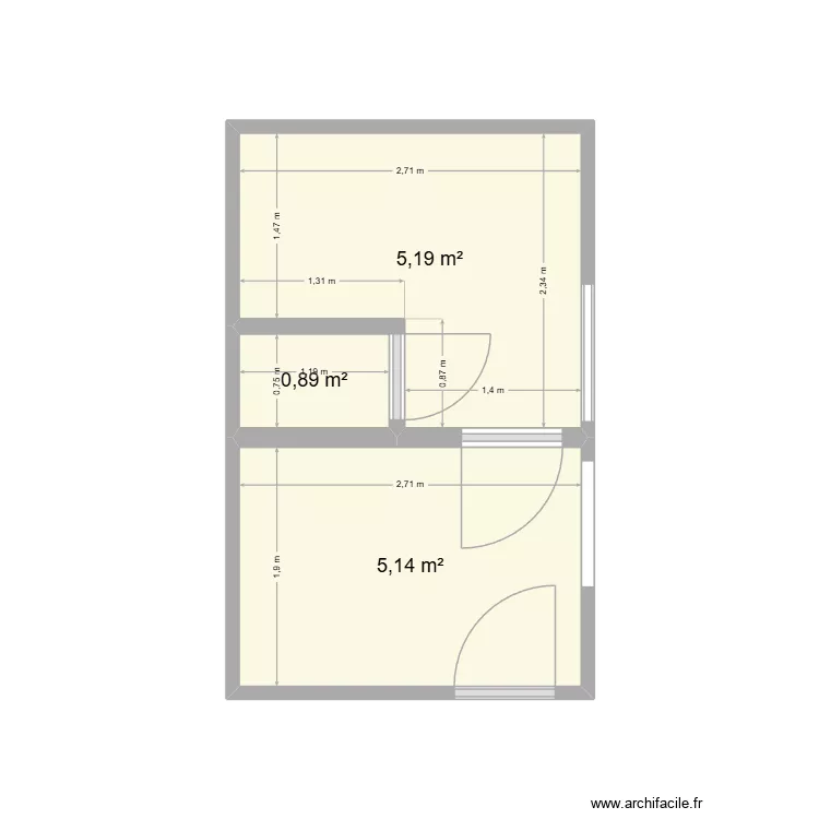 Moutury. Plan de 3  et 11 m²