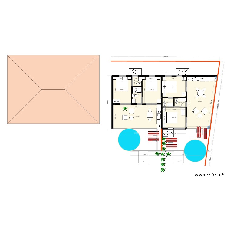 Popotte Steph 1/4. Plan de 10 pièces et 92 m2